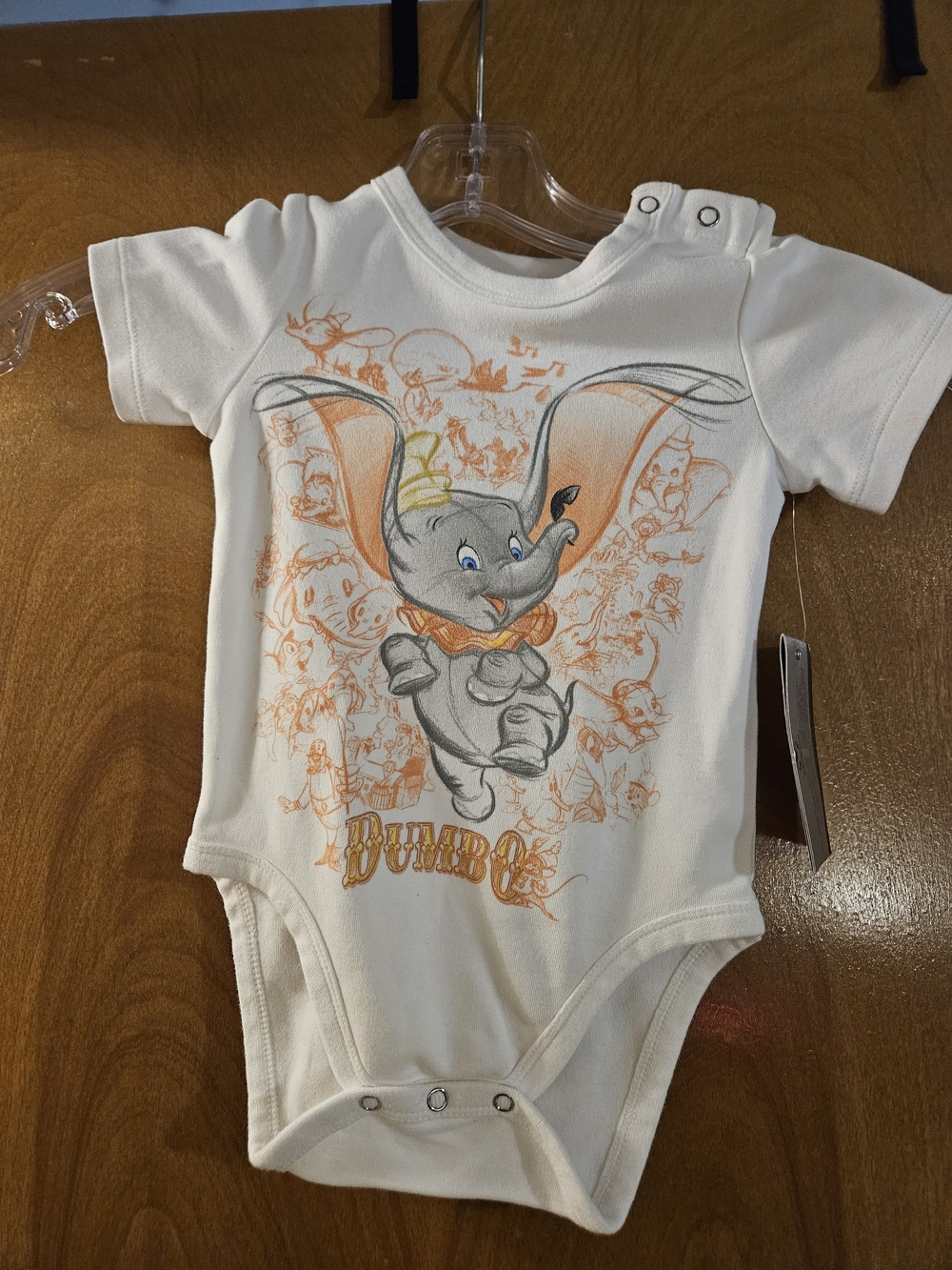 Disney Dumbo Graphic White and Orange Baby One-Piece